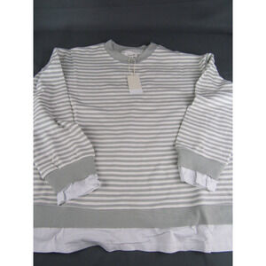 Cali Be Adult Striped Pullover Top Womens  Medium Sweatshirt Nautical Coastal‎